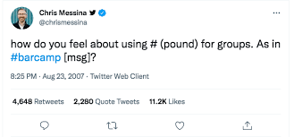 messina tweet chris messina ashtag