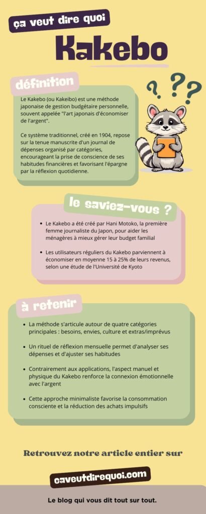 Infographie sur le kakebo, cette méthode japonaise pour gérer son budget.