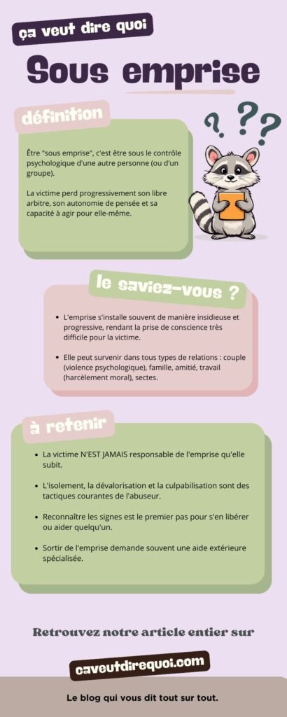 infographe sur le concept de "sous emprise" en psychologie.